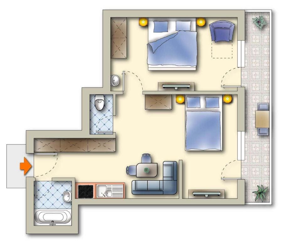 One-Bedroom Apartment with Balcony room - Image 2