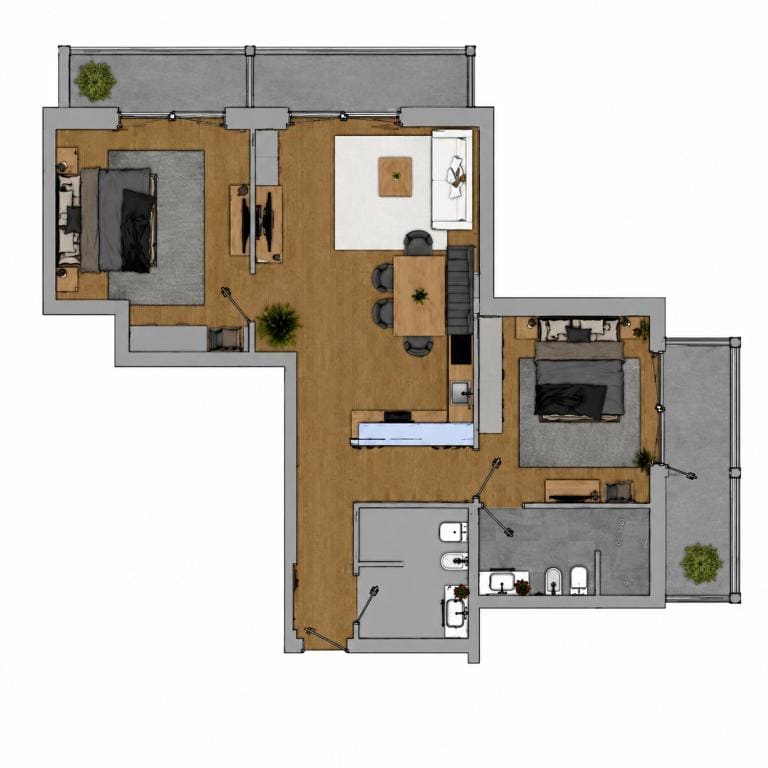 Two-Bedroom Deluxe Apartment with Balcony room - Image 2