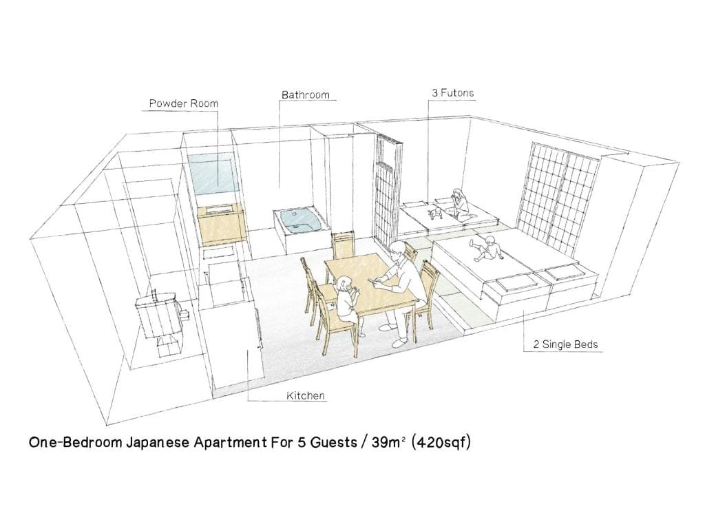 One-Bedroom Japanese Apartment For 5 room - Image 2