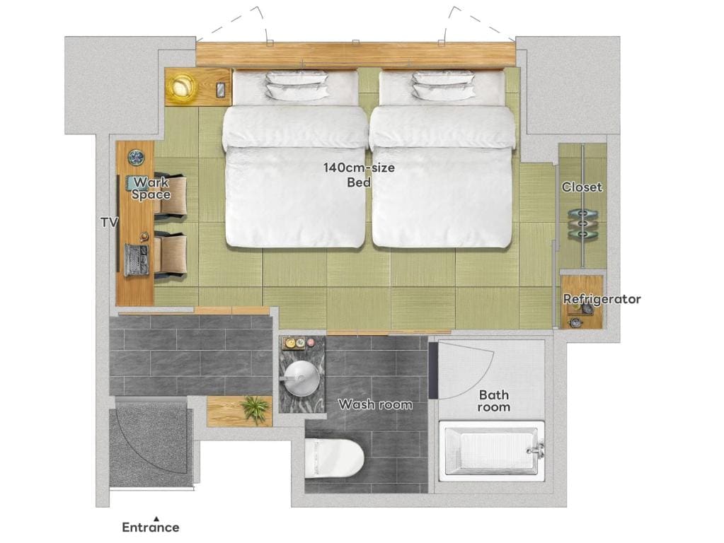 Japanese-Style Double Room with Two Double Beds room - Image 3