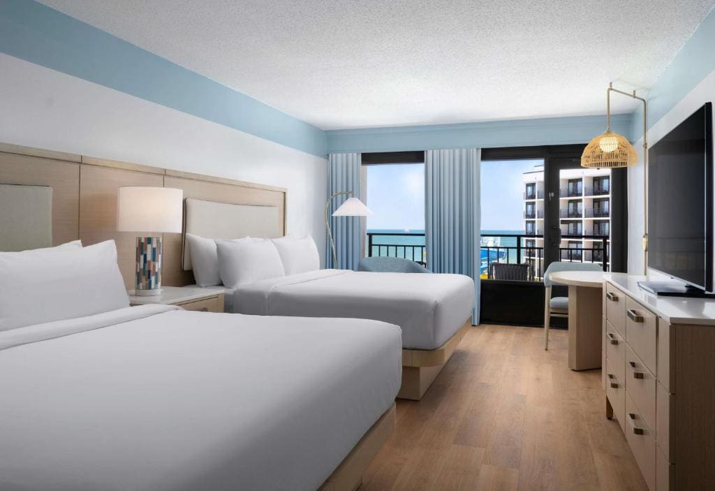 Queen Room with Two Queen Beds, Ocean View and Roll-in Shower - Mobility and Hearing Access room - Image 1