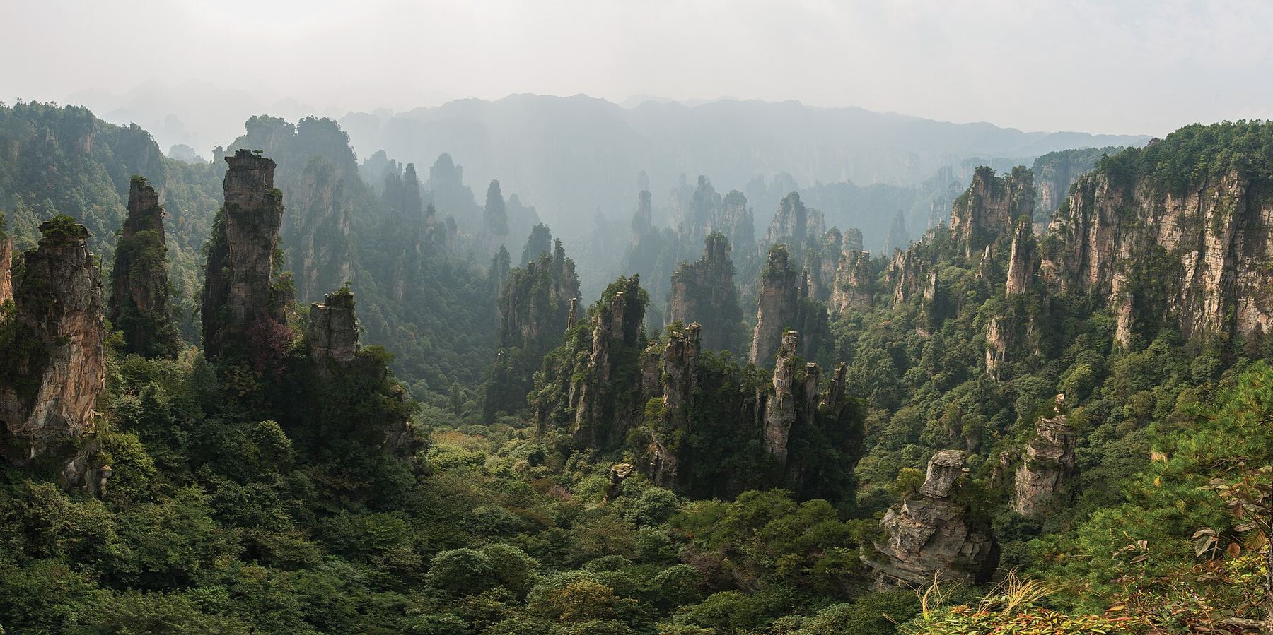 Uma vista de Zhangjiajie