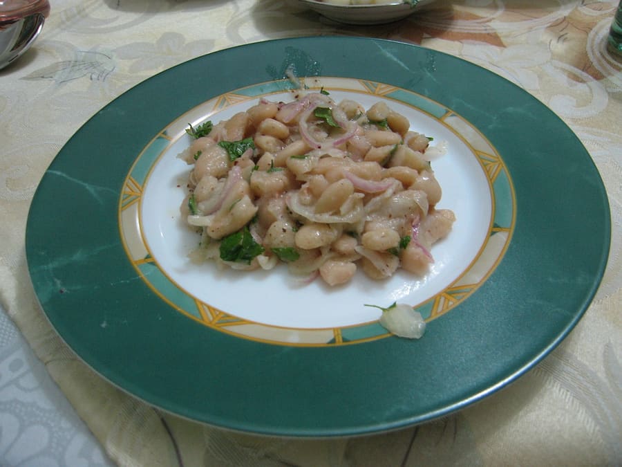 Antalya Piyazı served with hard-boiled eggs and local flatbread.