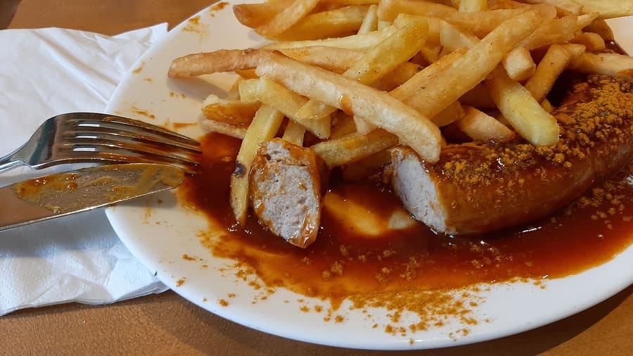 Currywurst, a Berlin street staple since 1949.