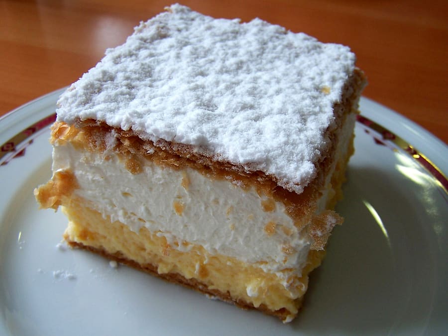 The original Bled cream cake (Kremna rezina) served at Park Cafe.