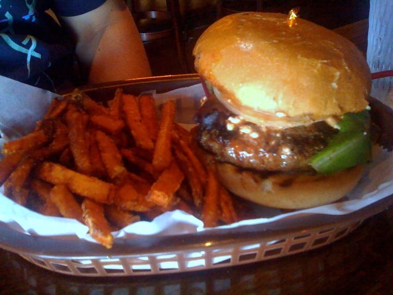 Bison burgers are a staple menu item across downtown taverns.