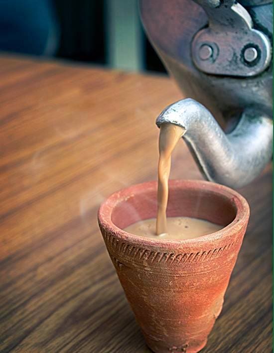 Sweet spiced karak tea served fresh from roadside stalls across Doha.