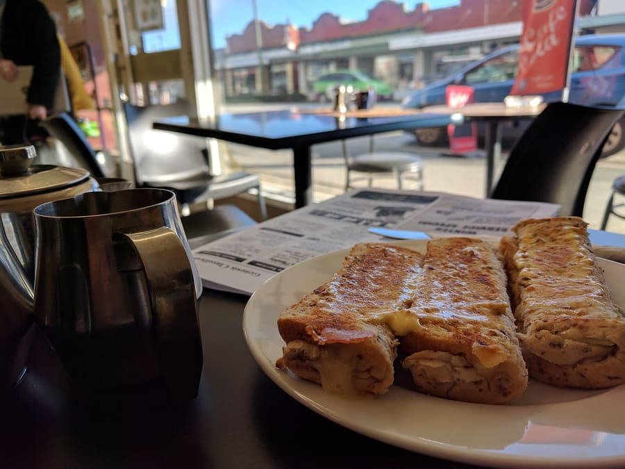 A classic toasted cheese roll, the signature snack of the lower South Island.