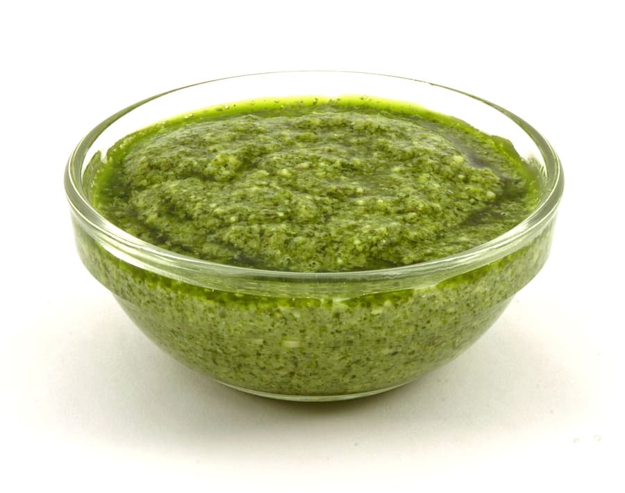 Fresh trofie al pesto, traditional Ligurian pasta served with green beans and potatoes.