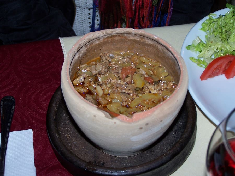 Testi kebab sealed with clay and baked over open coals.