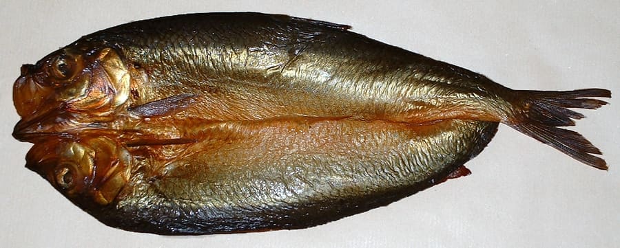 Smoked herring cooked using centuries-old Yarmouth curing methods.