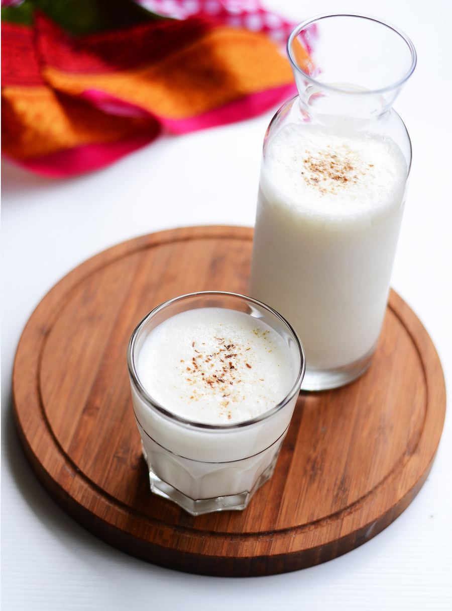 Thick saffron makhaniya lassi served at Shri Mishrilal Hotel.