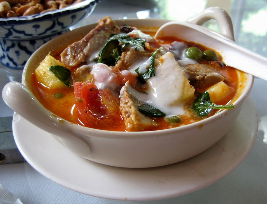 Gaeng Pa, the signature coconut-free jungle curry loaded with fresh peppercorns and herbs.
