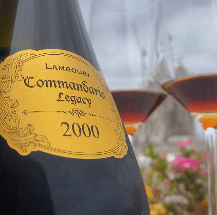Commandaria wine served at the end of a traditional meal.