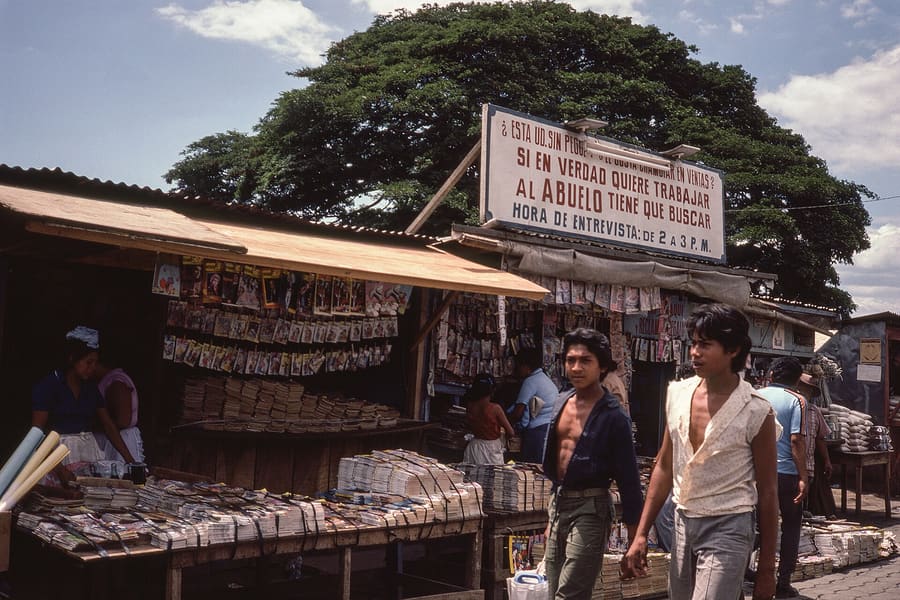 Mercado Huembes food court serves traditional dishes like nacatamales and vigorón.