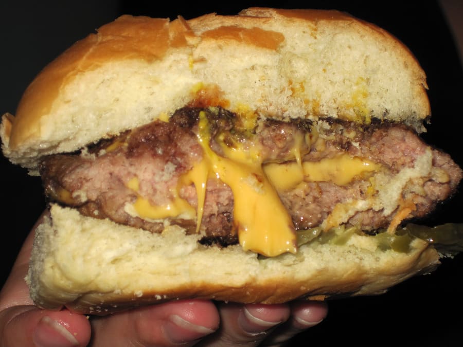 The Juicy Lucy features molten cheese inside the beef patty.