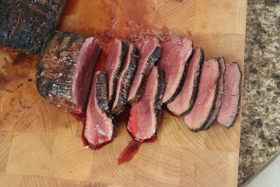 Ostrich fillet served rare at a Baron van Reede Street bistro.