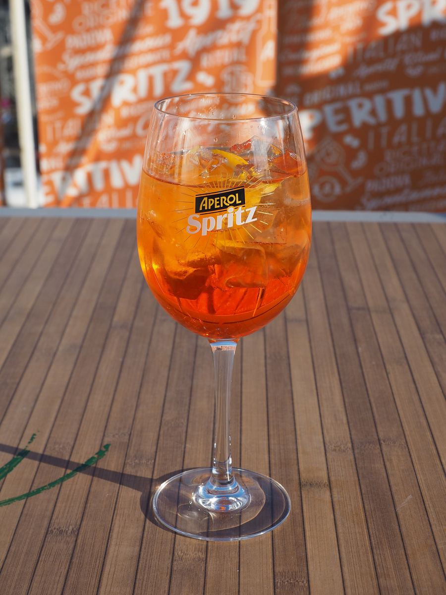 Spritz served with regional cicchetti in Piazza delle Erbe.