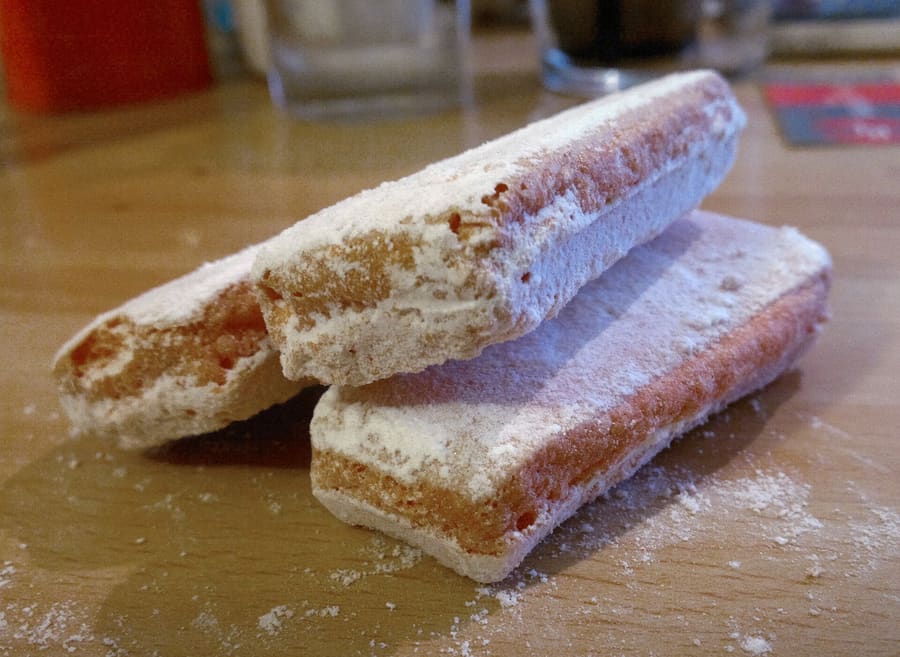 Traditional Biscuits Roses de Reims, designed for dipping into Champagne.