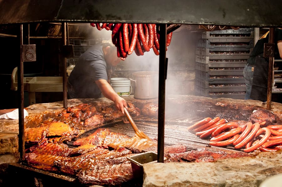 Slow-smoked brisket and pork ribs are East Texas staples.