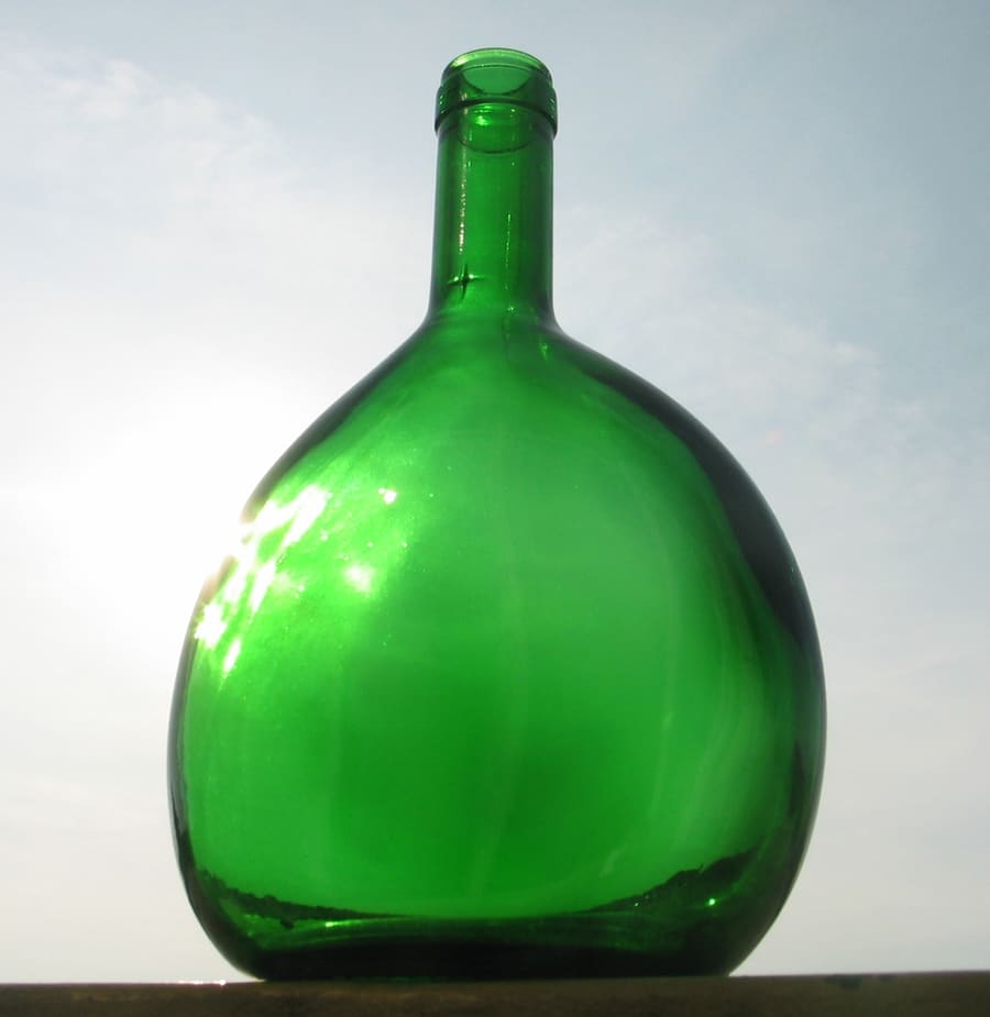 Silvaner served in the traditional rounded Bocksbeutel bottle.
