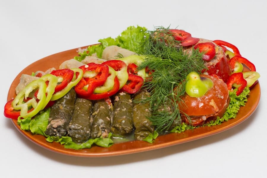 Fresh lavash bread paired with traditional mezze plates in central Yerevan.
