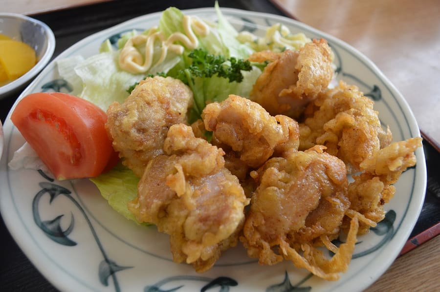 Toriten, Oita's signature crispy fried chicken tempura served with ponzu sauce.